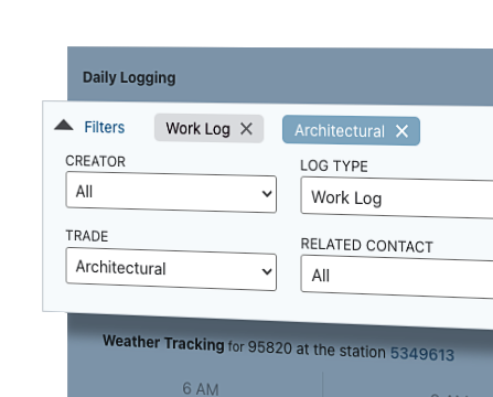 Easily sort through construction daily reports with flexible filters in ConstructionOnline